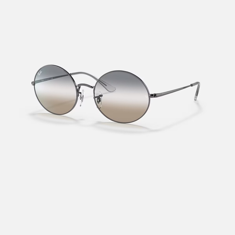 🧡 Ray-Ban Oval 1970 Bi-Gradient Polished Gunmetal Clear Grey Brown RB 1970 004
